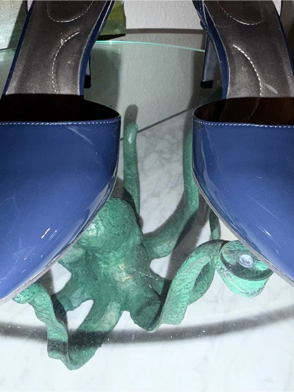 Bandolino Navy Patent Pointed Ankle-Strap Pumps